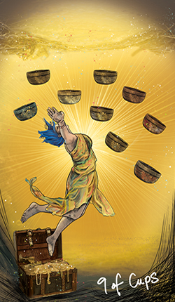 Mast pohárů. Devět pohárů (9 of Cups)