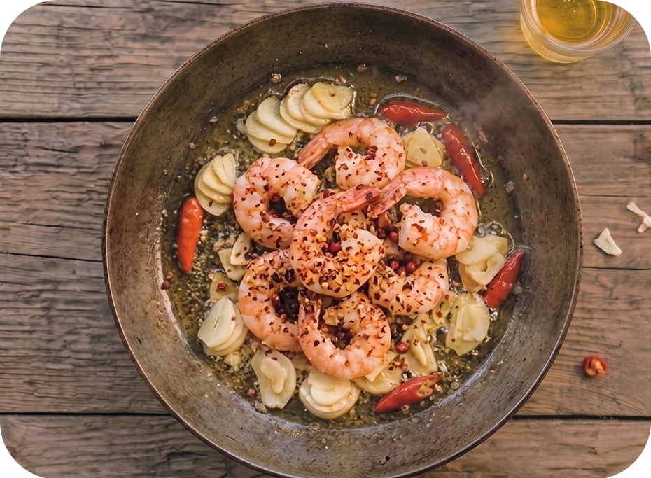 Opražené zemiaky a cibuľa v miske s rozšľahanými vajciami