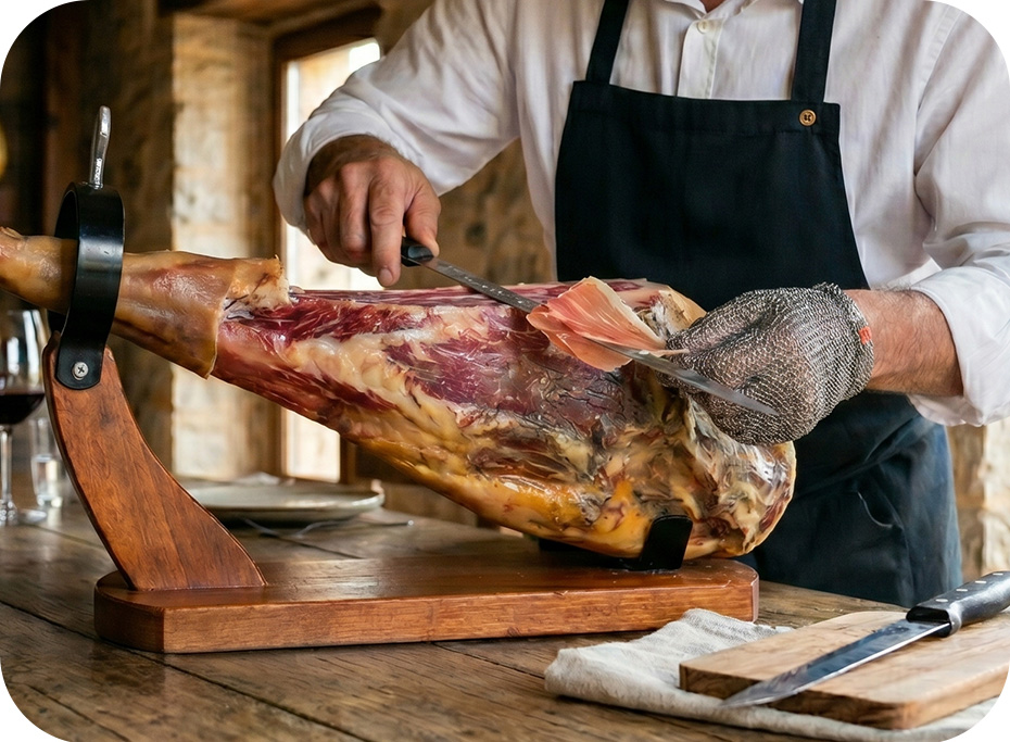 Krájanie jamónu iberico