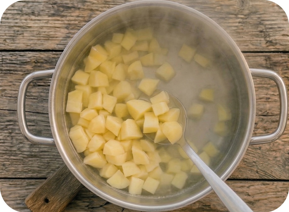 Zemiaky sa varia v hrnci