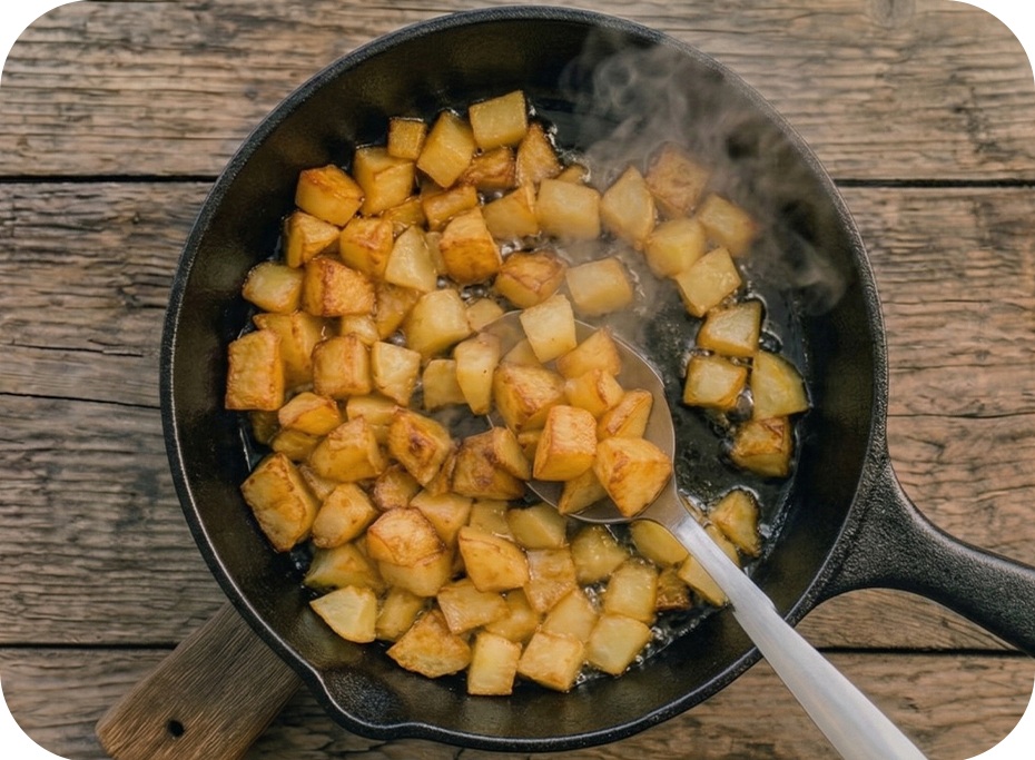 Zemiaki sa pražia na panvici