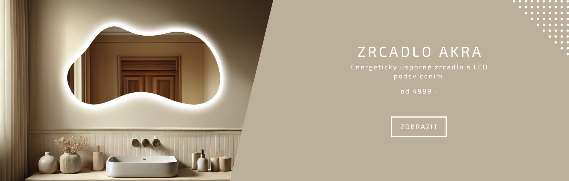 Atypické zrcadlo s podsvícením AKRA