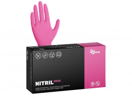 Nitrilové rukavice NITRIL IDEAL 100 ks, nepudrované, tmavo ružové, 3.5 g
