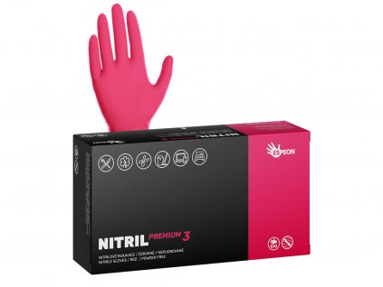 Nitrilové rukavice NITRIL PREMIUM3 100 ks, nepudrované, červené, 4.0 g