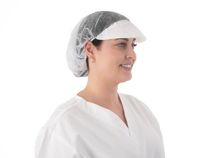 Čiapka so šiltom na dlhé vlasy z netkanej textílie, 53 cm, 100 ks, biela