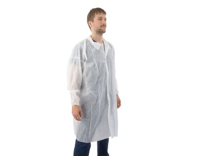 Plášť z netkanej textílie, s gombíkmi, 1 ks, biely