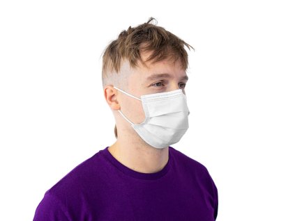 Rúška jednorazová, 3 vrstvová, 175 x 93 mm, 50 ks, biela