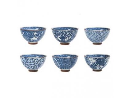 24299 japonska porcelanova souprava 6 misek old japan blue