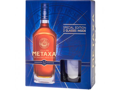 metaxa 12 star with glasses