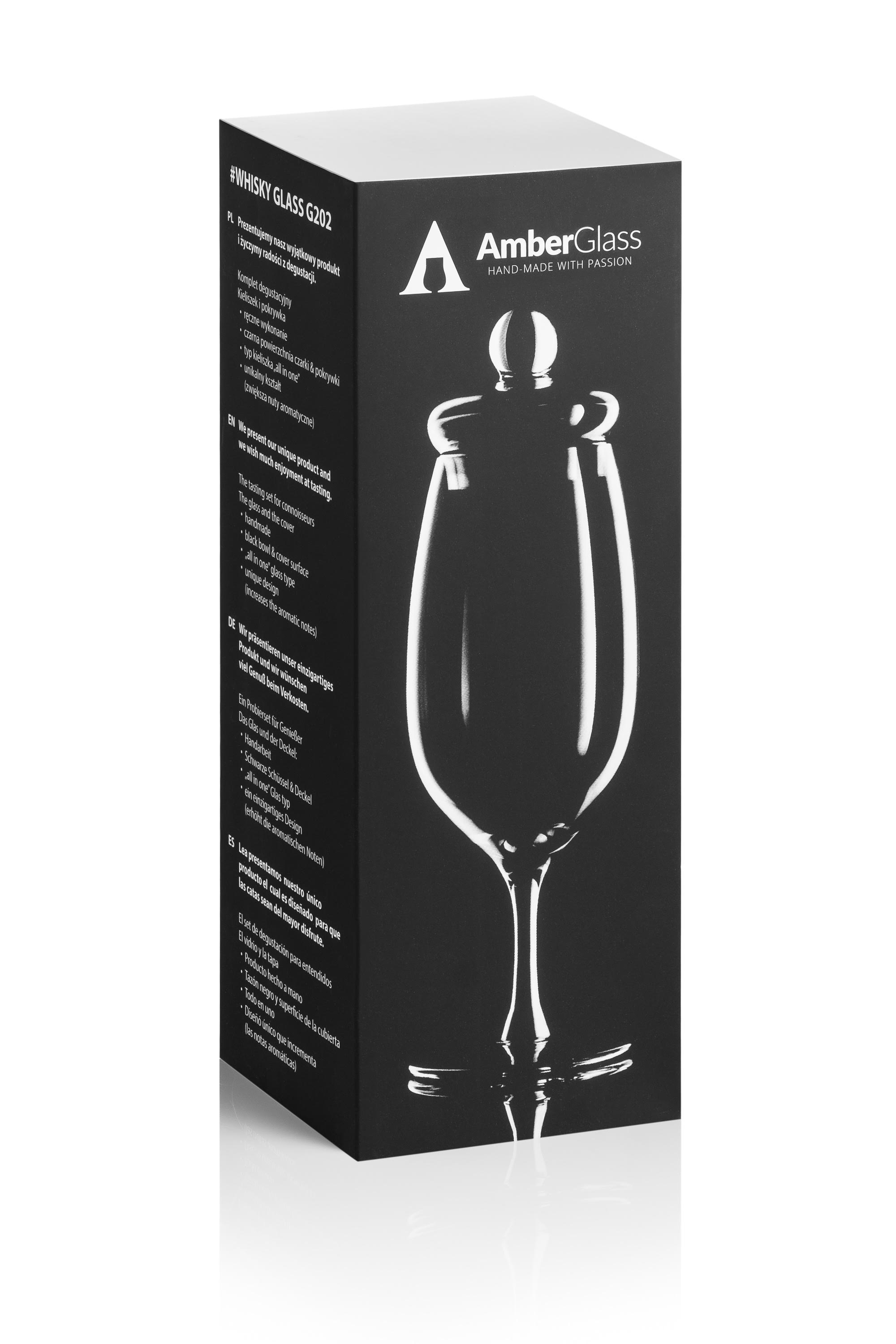 Amber Glass Tulip Black sklenice na whisky v dárkové kazetě 130 ml