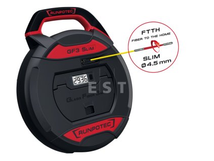 RUNPOTEC 10209 GF3 Slim Preťahovacie pero zo skleného vlákna Ø 3 mm, dĺžka 50 m, s digitálnym počítadlom metrov