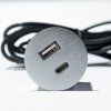ASA 06029Z00033 VERSAPICK Vstavaná nabíjacia jednotka, 1x nabíjačka USB A+C, kábel 1,8 m, vrát. napájacieho adaptéra EU, kruhová, imitácia kartáčovanej ocele