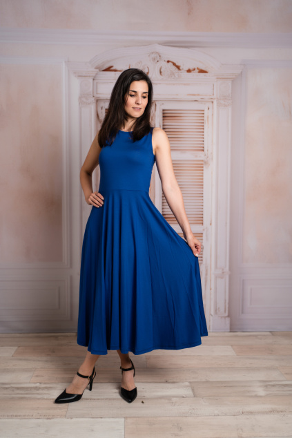 Tencelové šaty Ava - královská modrá - midi - 2 týdny