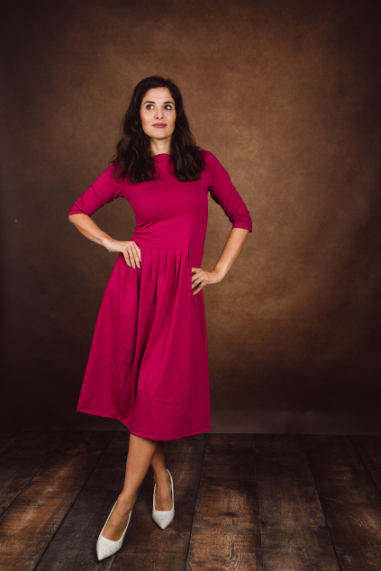 Bio bavlněné šaty Klasik - cyklamenová - krátké / midi