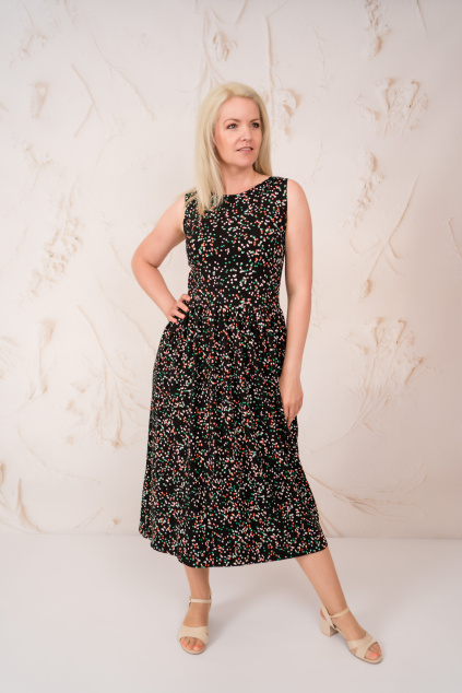 Puntíkaté šaty Ava - černá - krátké / midi - 2 týdny