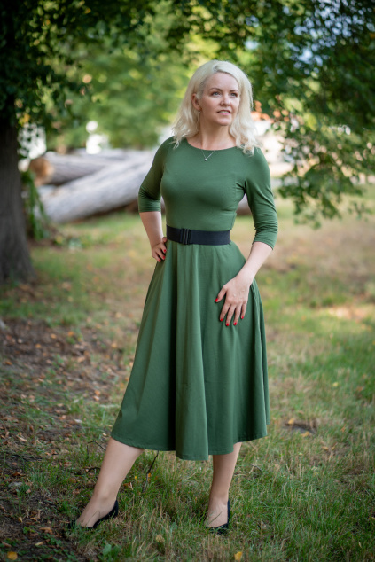 Bio bavlněné šaty Klasik - khaki - midi