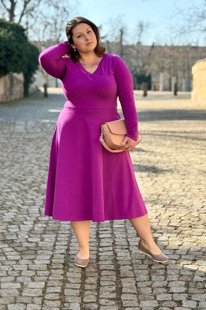 Bavlněné šaty Klasik - ostružinová - krátké / midi - 2 týdny