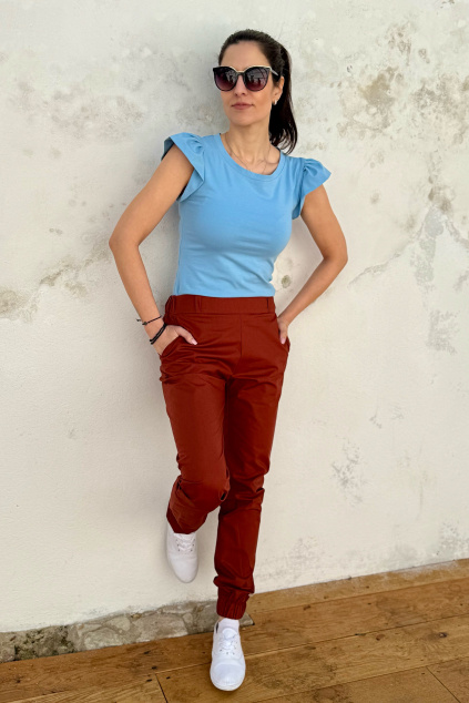 Bio bavlněné kalhoty Lola - cihlová