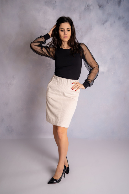 Manšestrová sukně Tea - béžová - vel. XL - skladem