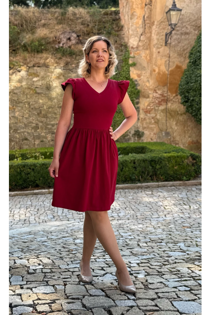 Bio bavlněné šaty Aria - bordó - krátké / midi