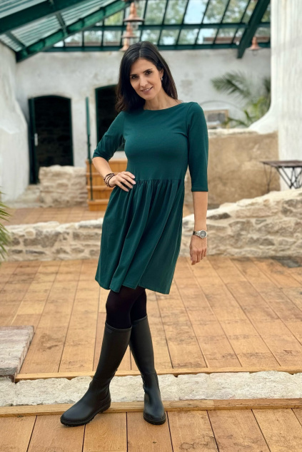 Bio bavlněné šaty Klasik lahvově zelené krátké midi expres 5