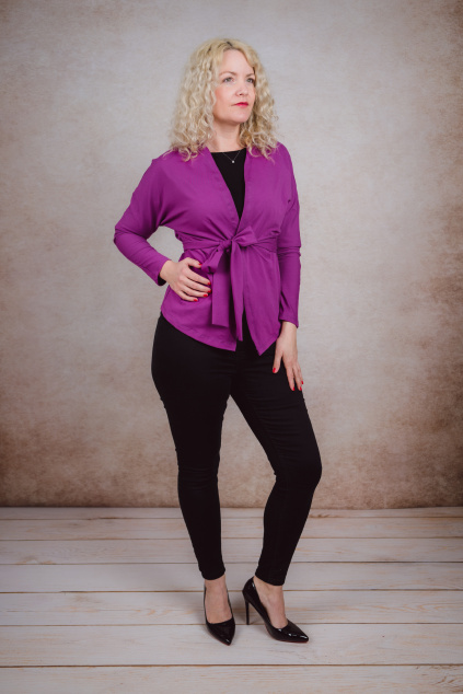 Bavlněný kardigan Aiden - ostružinová - vel. XS - skladem