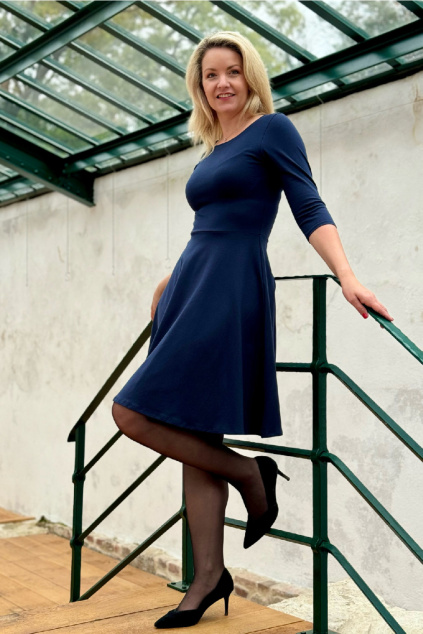 Tencelové šaty Klasik - námořnická modrá - krátké 9 cm - vel. XS - skladem