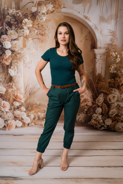 Tenčí žebrované bavlněné tričko Klasik - lahvově zelená - vel. XS - skladem