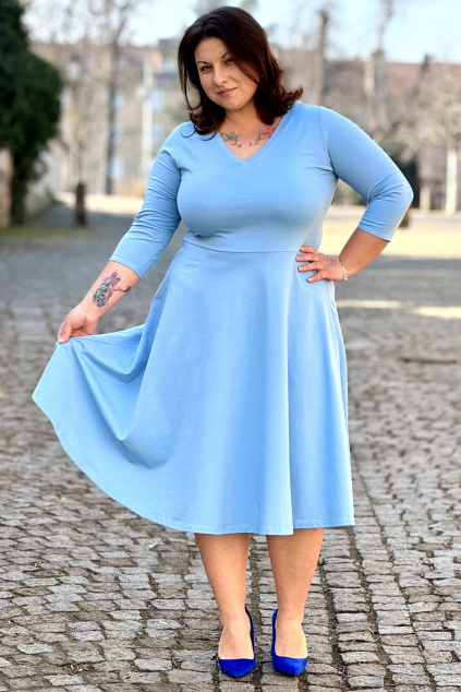 Bio bavlněné šaty Klasik - baby blue - krátké 90 cm - vel. M - skladem