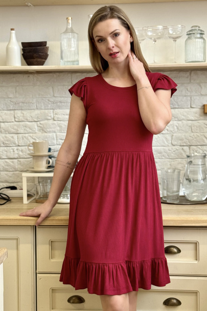 Tencelové šaty Aria Stripes - malinová - krátké