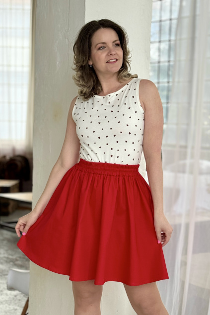 Bavlněná áčková sukně - Tamaria - červená - 3 týdny