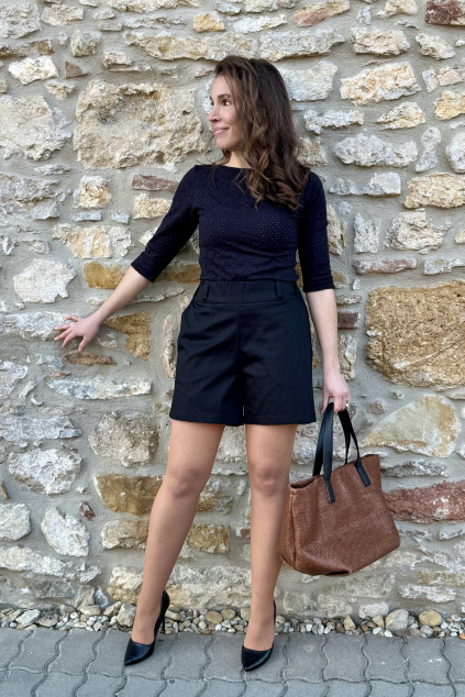 Bavlněné strečové kraťasy - černá