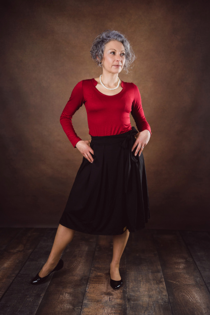 Tencelová zavinovací sukně - černá - 65 cm - skladem