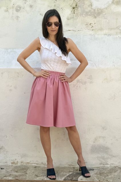 Bavlněná áčková sukně - Tamaria - světle růžová
