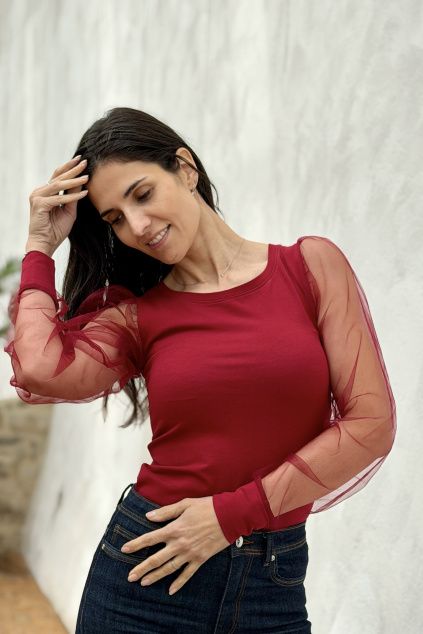 Tylové tričko Ela - bordó