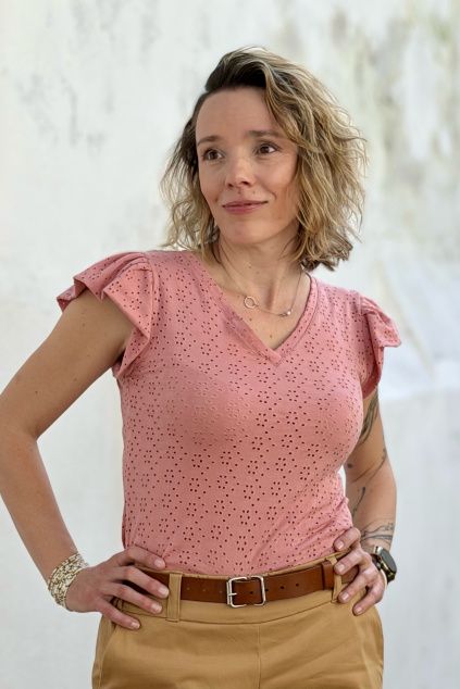 Madeirové tričko Aria - korálová - předobjednávka - 4 týdny
