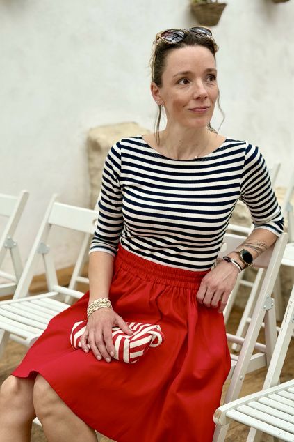 Proužkované tričko Klasik - modro-smetanová