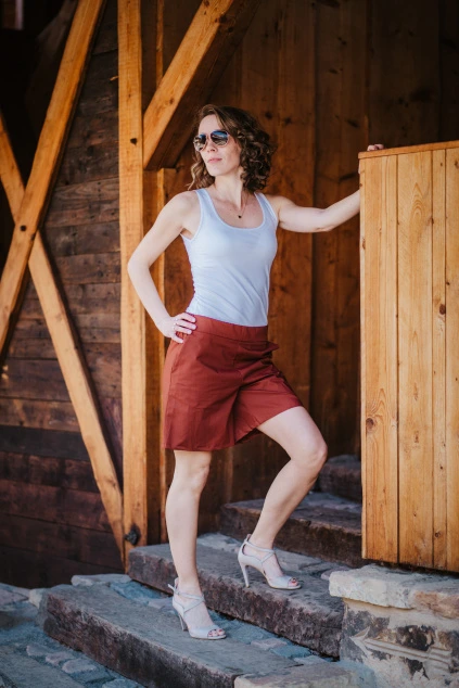 Bio bavlněné kraťasy - cihlová