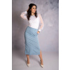 Bio bavlněná sukně Tea - světle modrá - rozparek na boku