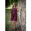 Tencelové šaty Klasik - vínová - krátké