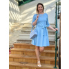 Bio bavlněné šaty Klasik baby blue krátké midi expres (6)