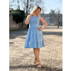 Bavlněné šaty řasené baby blue krátké midi expres (4)