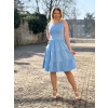 Bavlněné šaty řasené baby blue krátké midi expres (5)