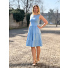Bavlněné šaty řasené baby blue krátké midi expres (6)