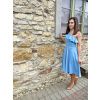 Bio bavlněné šaty Violeta s volánem - baby blue - krátké / midi