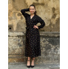 Zavinovací šaty - puntíkaté - černá - EcoVero viskóza - midi - vel. S - 120 cm - skladem
