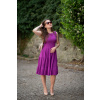Bavlněné šaty řasené - ostružinová - krátké 100 cm - vel. S - skladem