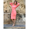Hrubší úzké žebrované šaty Gill - korálová - krátké / midi