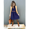 Vaflové bio bavlněné šaty Klasik Zarina námořnická modrá krátké midi expres (25)