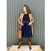 Vaflové bio bavlněné šaty Klasik Zarina námořnická modrá krátké midi expres (24)